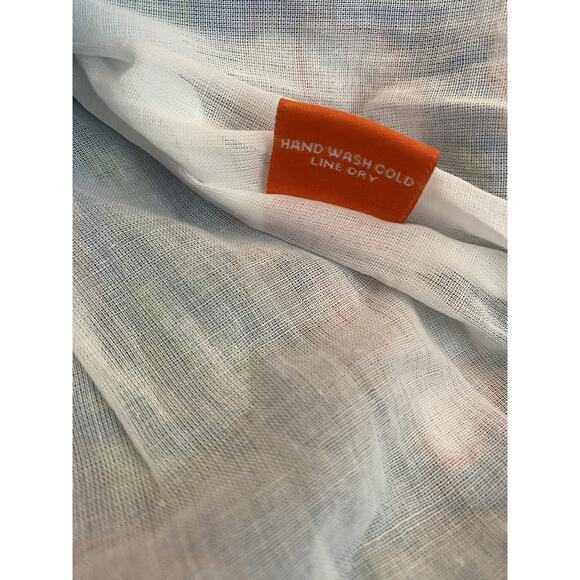 Oliphant smocked Cotton Floral Print Flutter Sleeve Dress sz xs Preppy blue pink - Picture 5 of 7